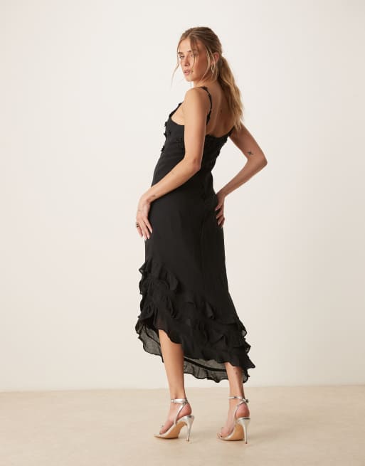 Dream Sister Jane Forget Me Not Asymmetric dress in black | ASOS