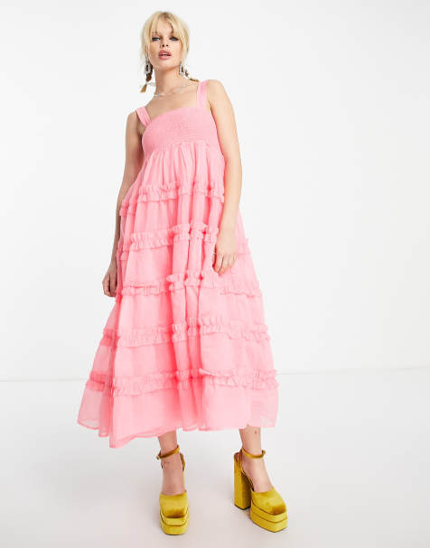 Dream Sister Jane - Gelaagde midi-jurk van organza in roze - view 1