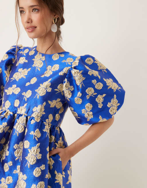 cobalt blue and yellow dress Valley Pleated Dress — Cobalt main image 0