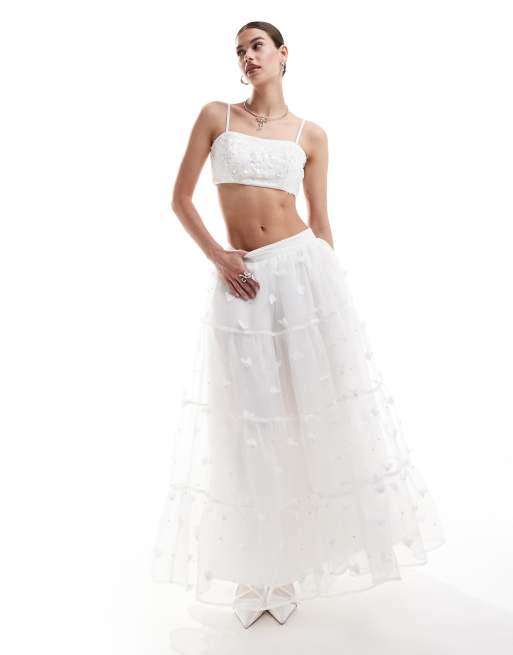 Dream Sister Jane - Gonna lunga da sposa avorio con decorazioni a fiori e perle