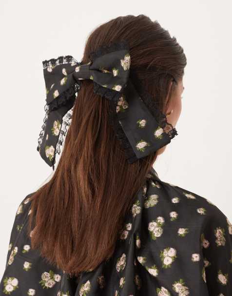 Dream Sister Jane hair bow co-ord in tea rose black floral - view 1
