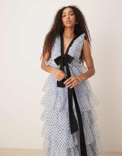 Dream Sister Jane Haven ruffle midi dress in blue