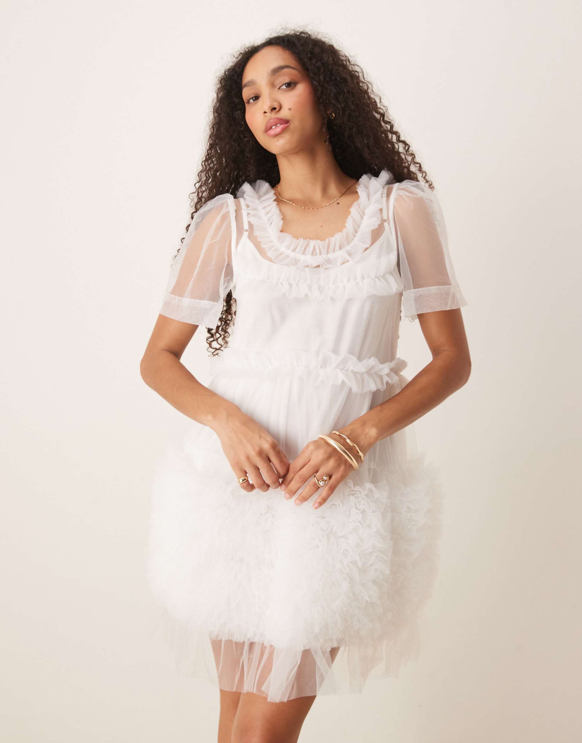 dream sister jane heather tulle mini dress in ivory