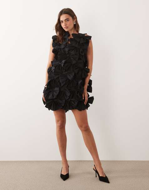 Dream Sister Jane heritage bow detail mini dress in black - view 1