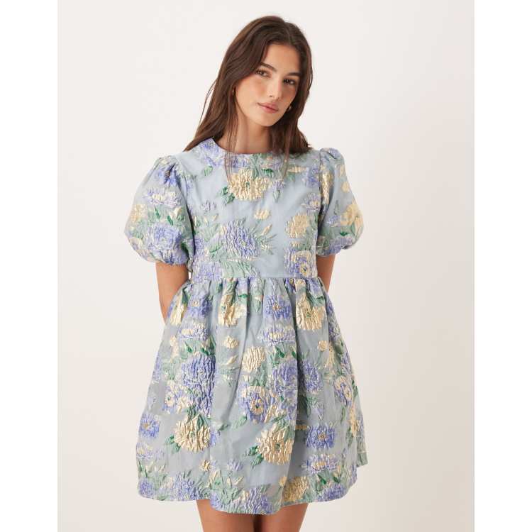 sister jane Puff Sleeve Blouses 青 薔薇 花柄 sister jane Puff Sleeve Blouses 青 薔薇 花柄の通販はau PAY