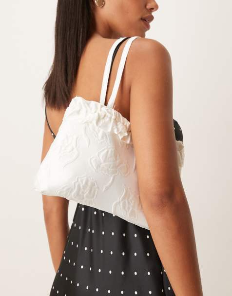 Dream Sister Jane Honey exclusive jacquard ruffle shoulder bag in ivory - view 1