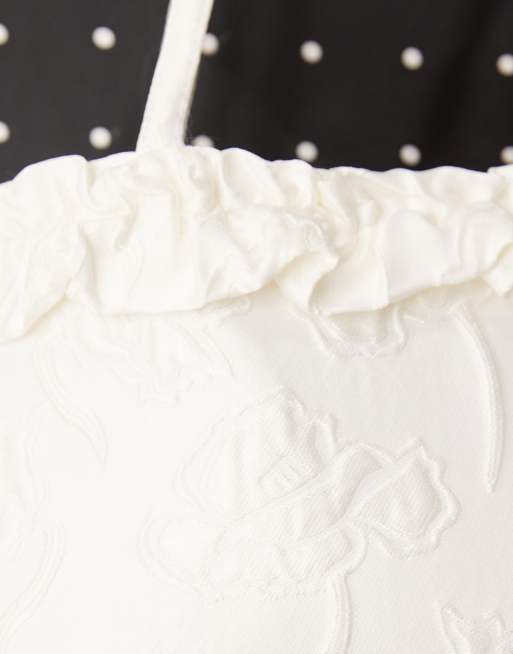 Dream Sister Jane Honey exclusive jacquard ruffle shoulder bag in ivory, 2 of 4