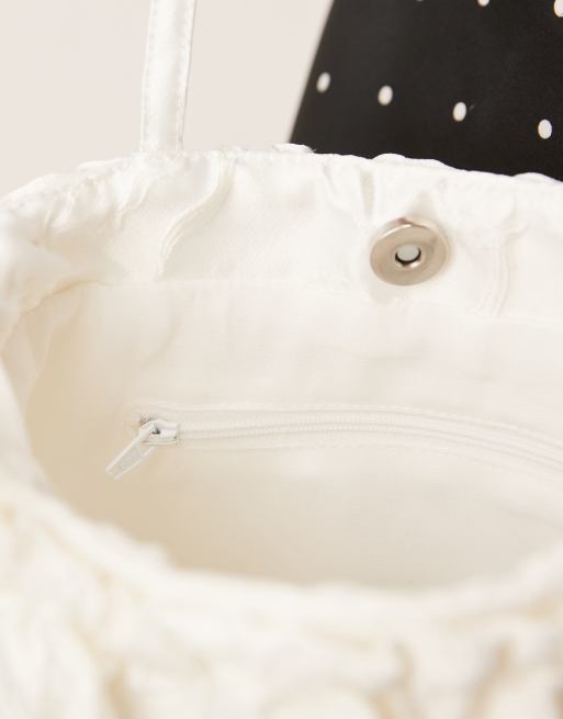 Dream Sister Jane Honey exclusive jacquard ruffle shoulder bag in ivory, 4 of 4