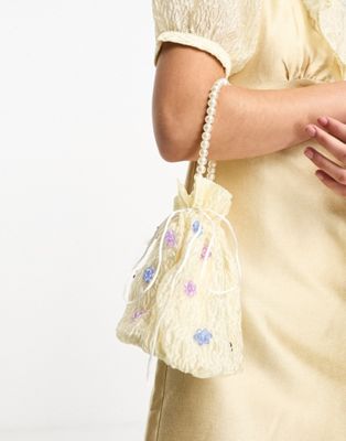 Dream Sister Jane jacquard embellished pearl bag in cream co-ord