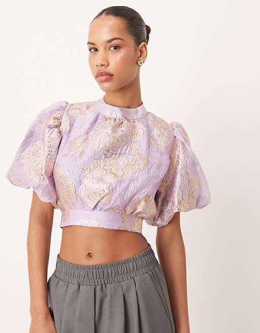 Dream Sister Jane jacquard floral top in lilac and gold | ASOS Dream Sister Jane jacquard floral top in lilac and gold | ASOS