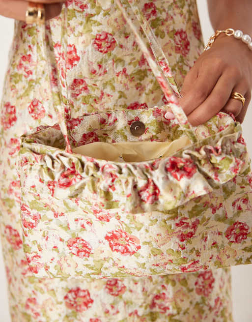 Dream Sister Jane jacquard frill detail bag in floral print