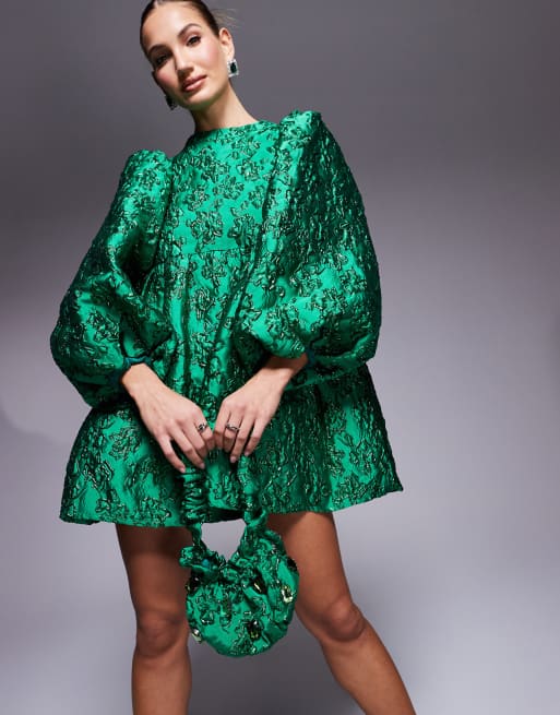 Dream Sister Jane jacquard grab bag co-ord in jewel green | ASOS