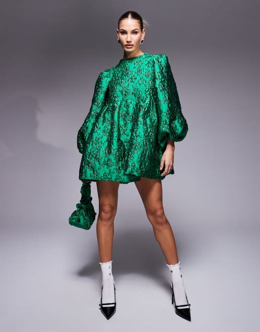 Dream Sister Jane jacquard mini dress co-ord in jewel green | ASOS