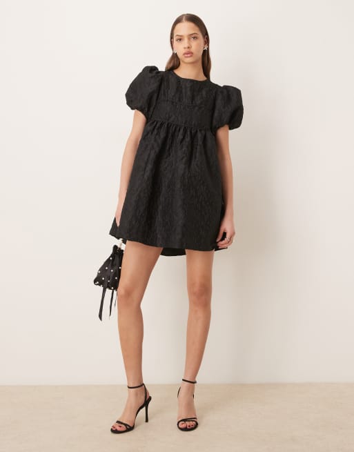 Dream Sister Jane jacquard mini dress in coal black | ASOS