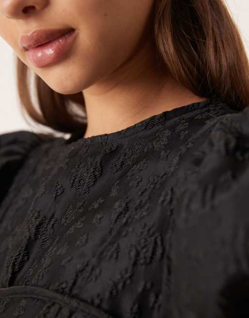 Dream Sister Jane jacquard mini dress in coal black | ASOS