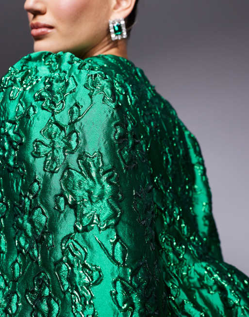 wearing a green dress in a dream AGUA MAXI DRESS IN PALM GREEN CRINKLE CHIFFON – DE LA VALI OFFICIAL