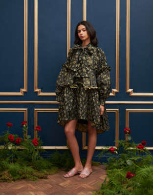 Dream Sister Jane jacquard oversized mini dress in black