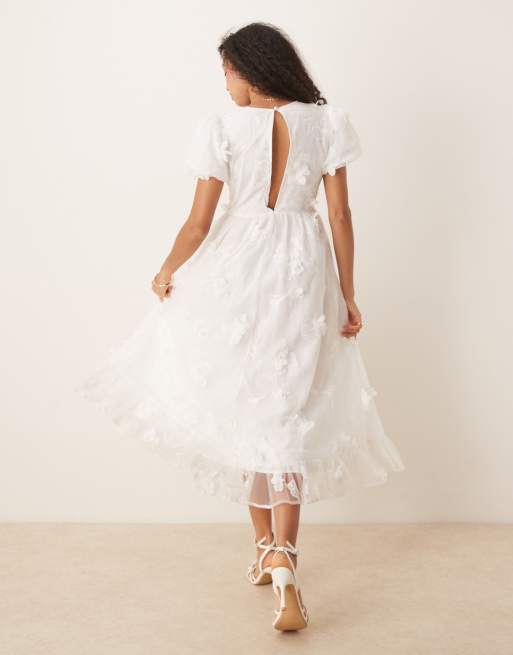 Dream Sister Jane - Jane Jasmine - Geborduurde maxi jurk in wit, 3 van 4