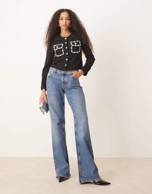 Sister Jane Dream  Jewel Embellished Marine Top In Black