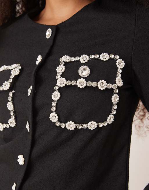 トップス Dream sister Jane Dream Sister Jane jewel embellished marine top in black | ASOS