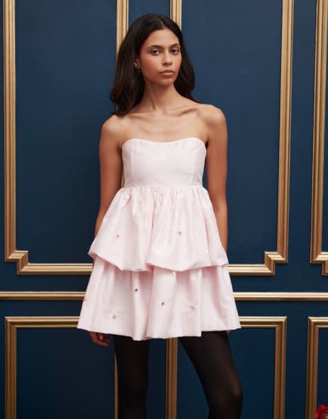 Dream Sister Jane jewel embellished puffball mini dress in powder pink - view 1