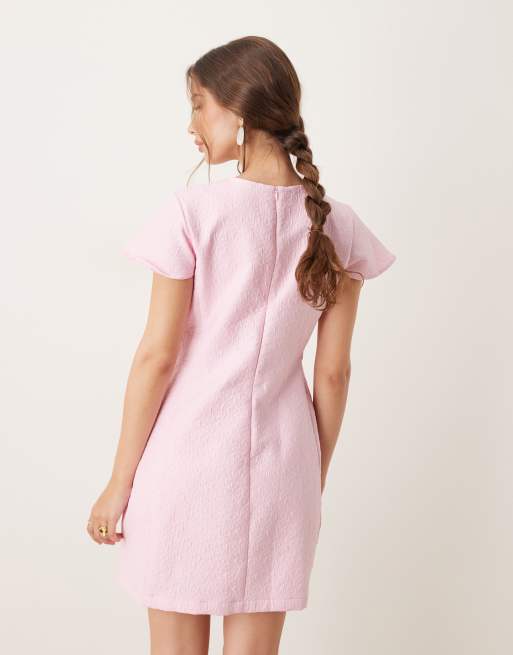 Dream Sister Jane jeweled button jacquard mini dress in pink