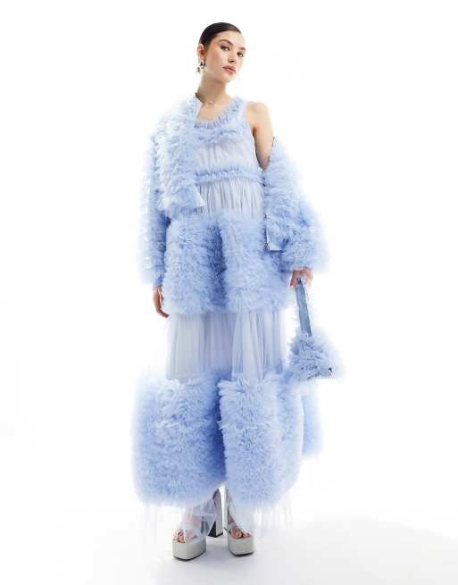 Dream Sister Jane Lillie tulle midi dress in baby blue (part of a set) 
