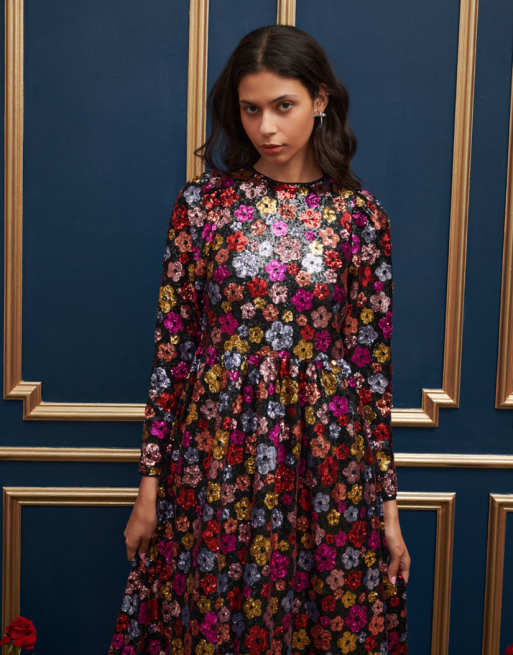 Dream Sister Jane long sleeve embellished maxi dress in multi-color, 3 of 4