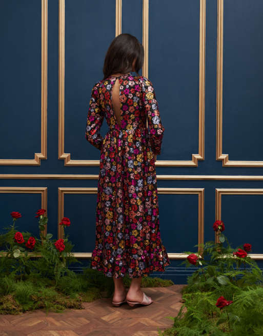 Dream Sister Jane long sleeve embellished maxi dress in multi-color | ASOS