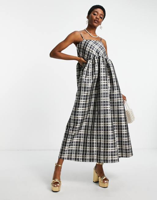 Dream Sister Jane maxi cami smock dress in shiny check