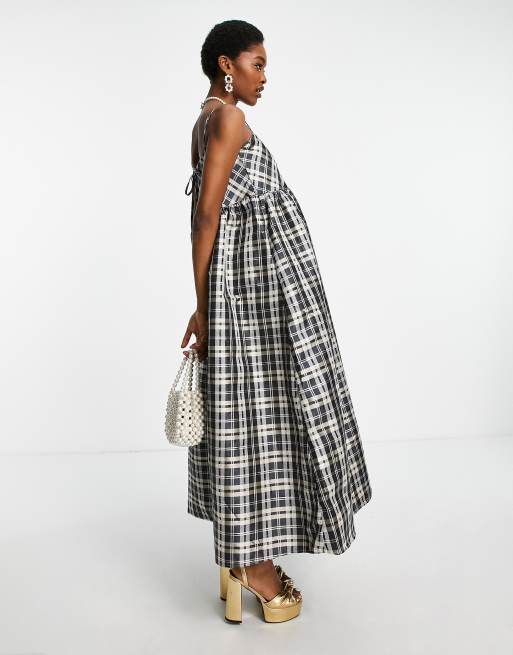 Dream Sister Jane maxi cami smock dress in shiny check