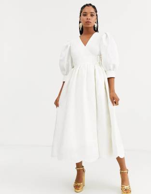 Dream Sister Jane midaxi wrap dress with volume sleeves and scallop hem