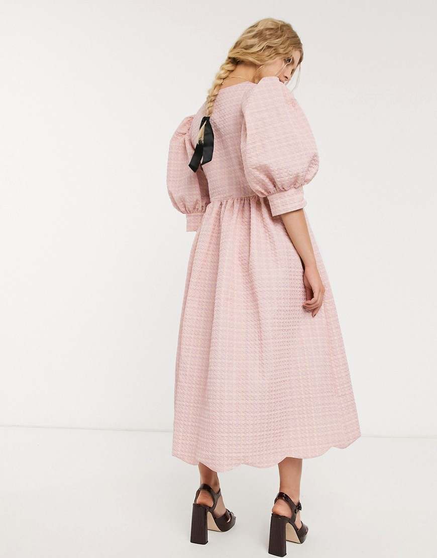 Machu Picchu sikkerhed Passende DREAM Sister Jane midi wrap dress with volume sleeves and scallop hem in  textured jacquard-Pink - sister jane online sale | Coshio Online Shop