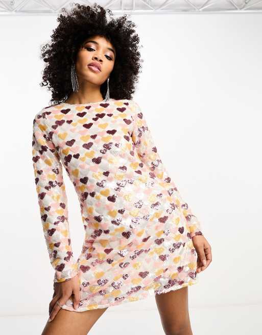 Dream Sister Jane – Minikleid in Rosa mit Pailletten-Herz