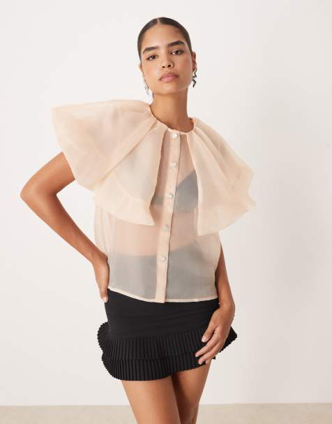 Dream Sister Jane organza cape blouse in soft pink