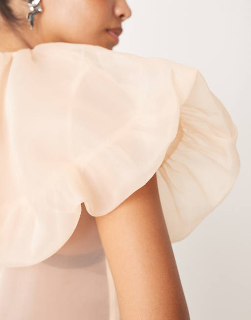 Dream Sister Jane organza cape blouse in soft pink, 3 of 4