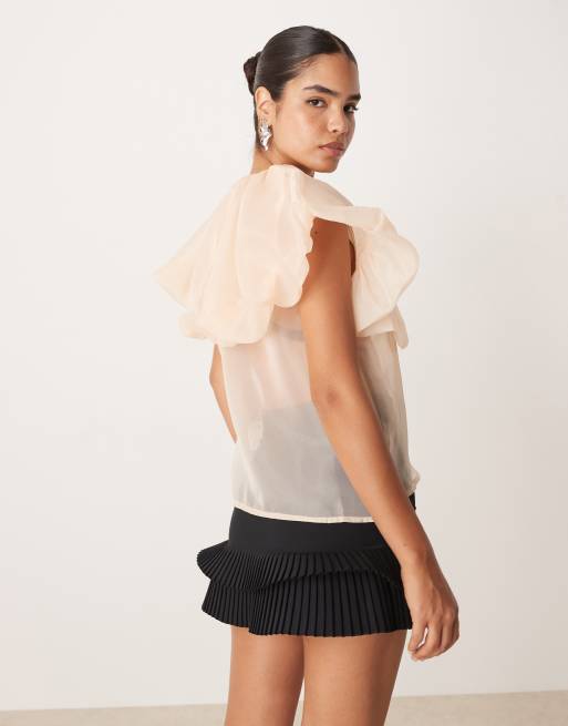 Dream Sister Jane organza cape blouse in soft pink | ASOS