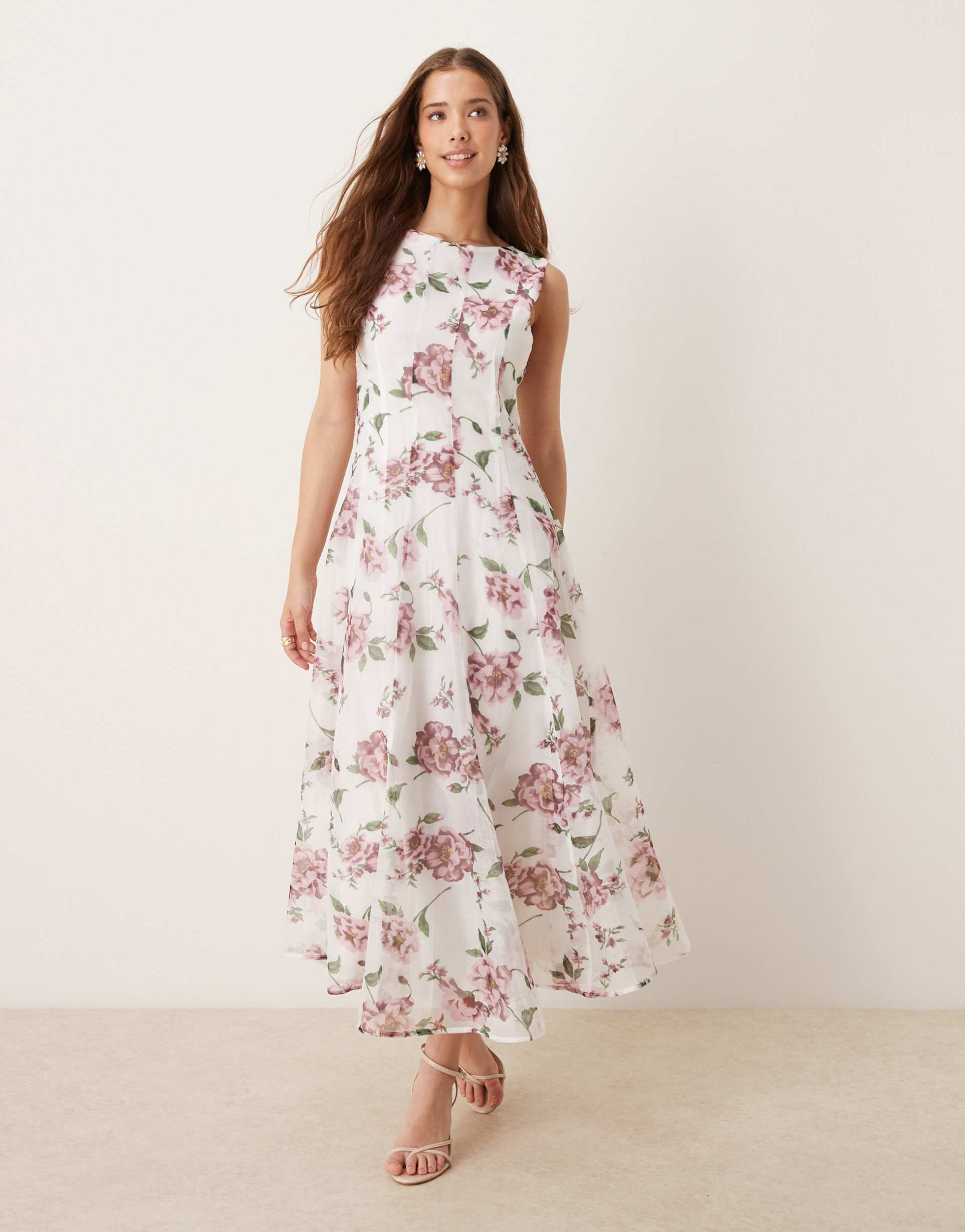 dream sister jane organza maxi dress in berry floral