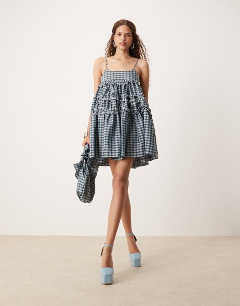 Dream Sister Jane organza mini dress in check print - view 1