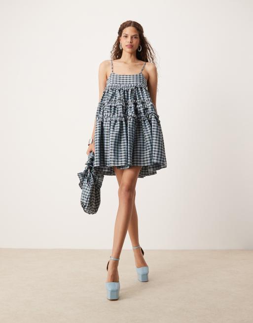 Dream Sister Jane organza mini dress in check print