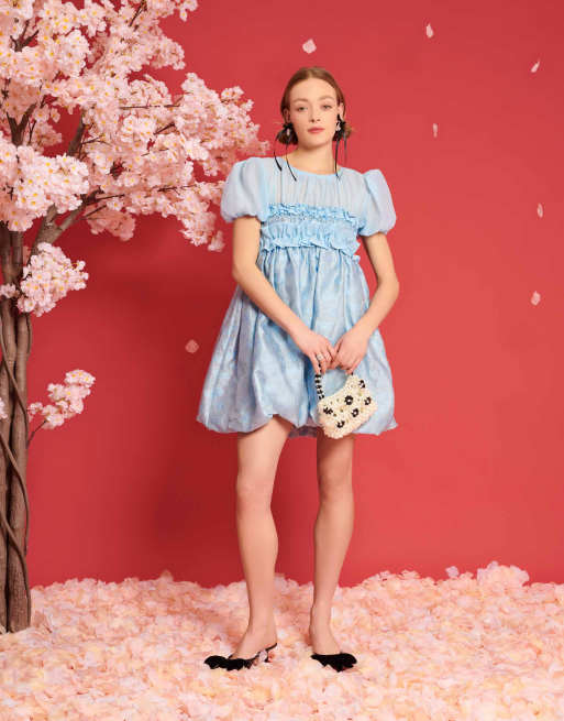 Dream Sister Jane organza mini dress in powder blue