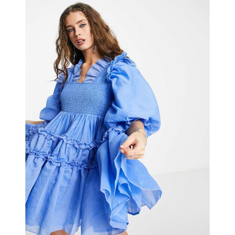 Dream Sister Jane organza mini dress with ruffles in blue | ASOS