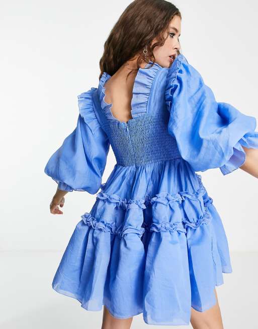 Dream Sister Jane organza mini dress with ruffles in blue