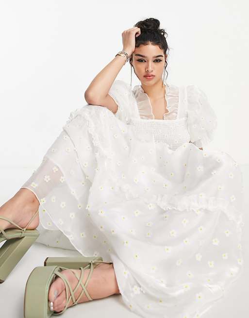 Dream Sister Jane organza puff sleeve smock dress in Dream Sister Jane organza puff sleeve smock dress in