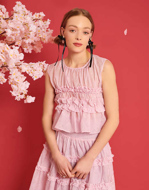 Organza Ruffle Dress in Black Blossom Organza Ruffle Dress in Black Blossom