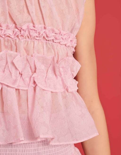 Dream Sister Jane organza ruffle top in pink co-ord | ASOS