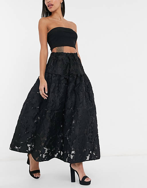 Skirts Dream Sister Jane organza smock maxi skirt in black coord 