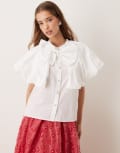 [sister jane] Dream Sister Jane oversized collar blouse in white M White