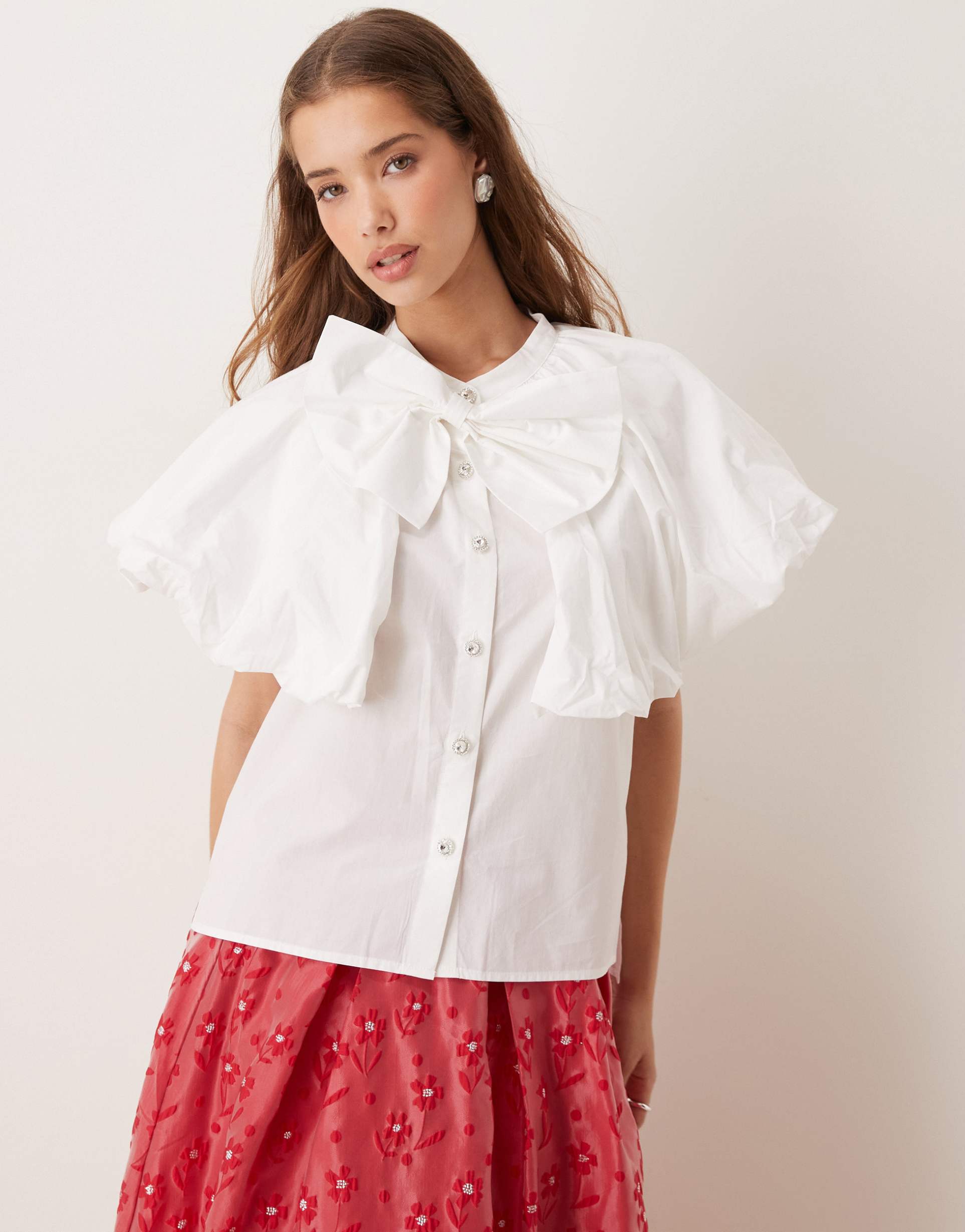 dream sister jane oversized collar blouse in white