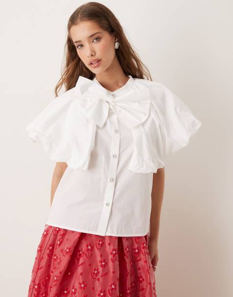 Dream Sister Jane oversized collar blouse in white